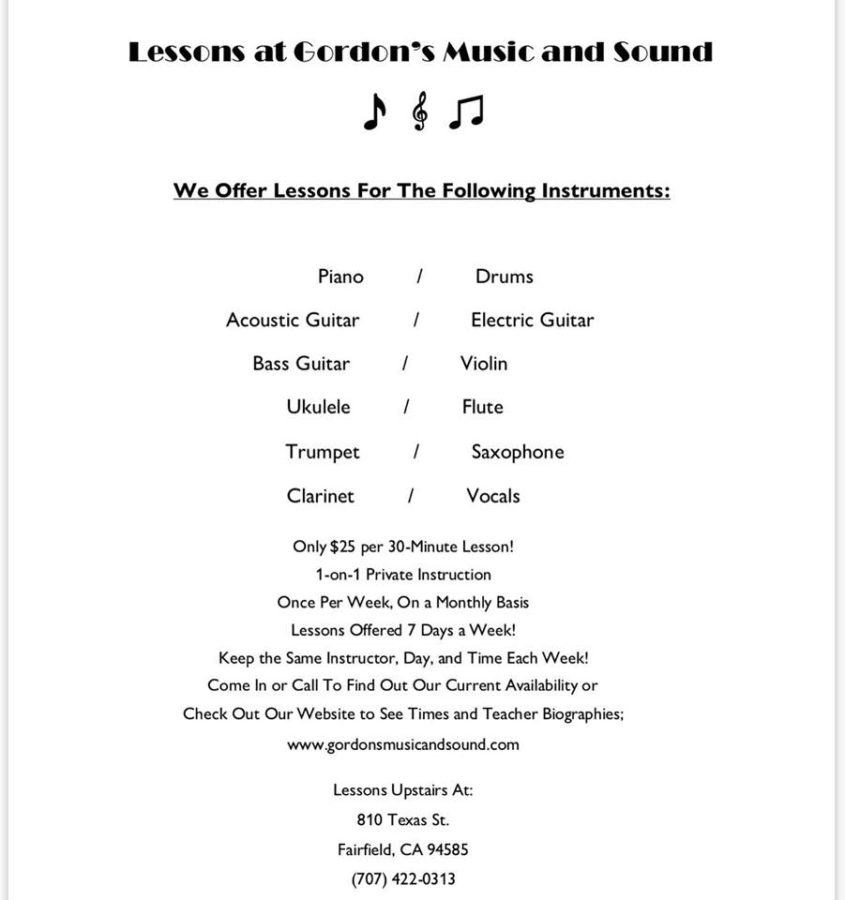 Gordons is one of the places that students can learn to play an instrument.
