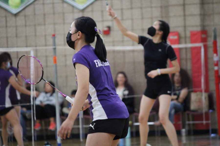 Faustina Wan (front) shows her intense concentration at the 3/31 Rodriguez game.