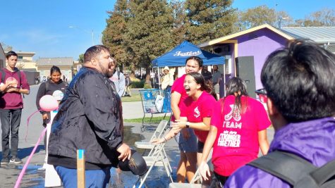 Even Mr. Towner got soaked in the last event - dunk an ASB officer - for the Breast Cancer Awareness knowledge and fundraising week October 17-21.