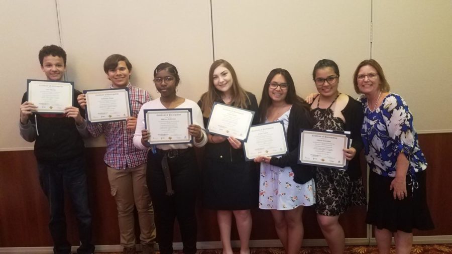 Armijo students and Mrs. Anderson poses for a picture that at the Work Ready Celebration.