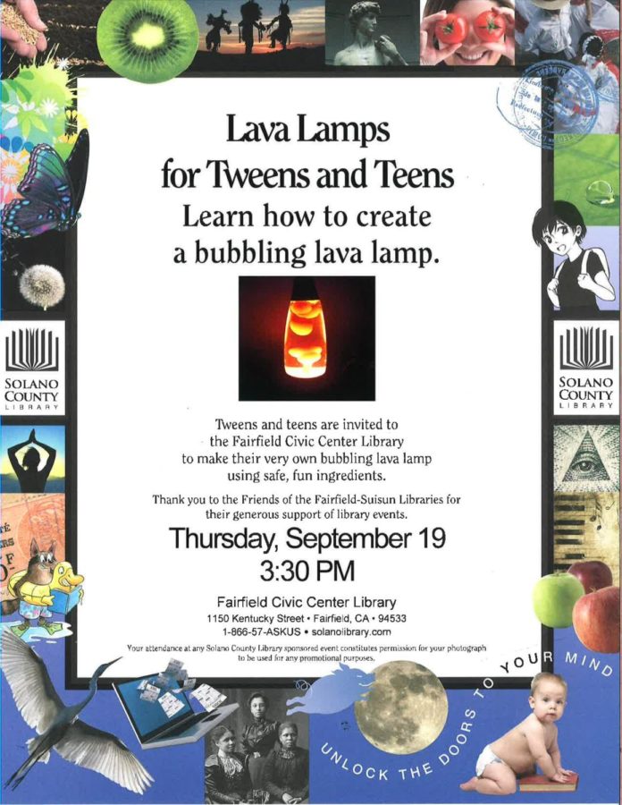 DYI Lava Lamp class on September 19
