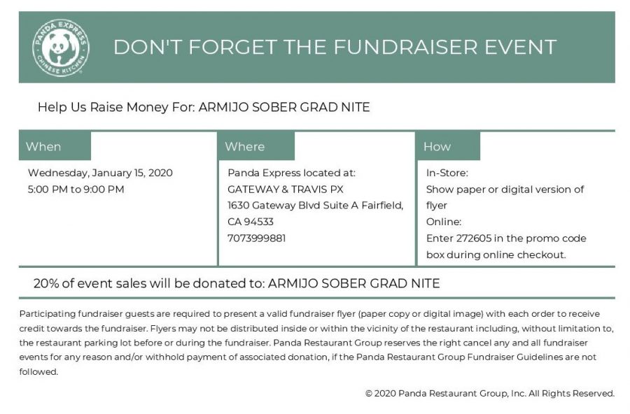 January 15 - Eat at Panda, promote Sober Grad Nite