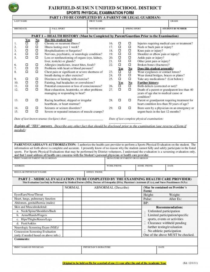 Completing this form (which can be found on email) is a prerequisite for playing football in the next season.