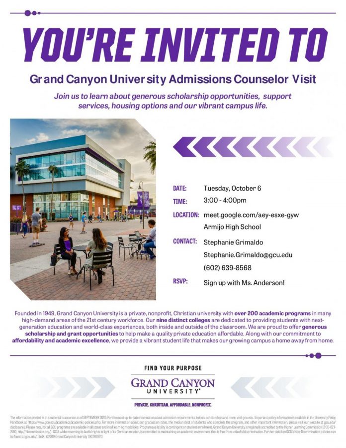 Grand Canyon University Visit 10/6