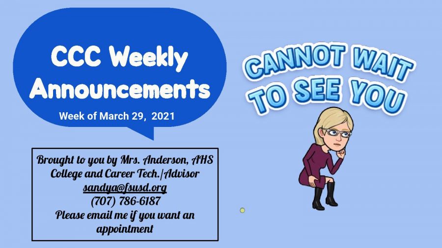 CCC Weekly Announcements - 3-29 to 4-4 p. 1