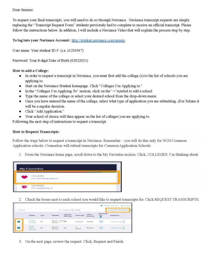 March 2022 B - How to Request transcripts through Naviance (Page 1)