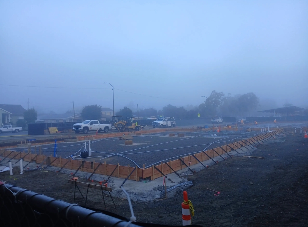 The construction crew works to rebuild S Hall at Armijo High School, replacing old buildings with new ones. The project began in April 2024 and is part of a broader plan to modernize the school